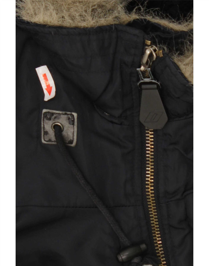 Jaqueta bomber feminina com capuz Dkny Reino Unido 16 grande azul marinho nylon