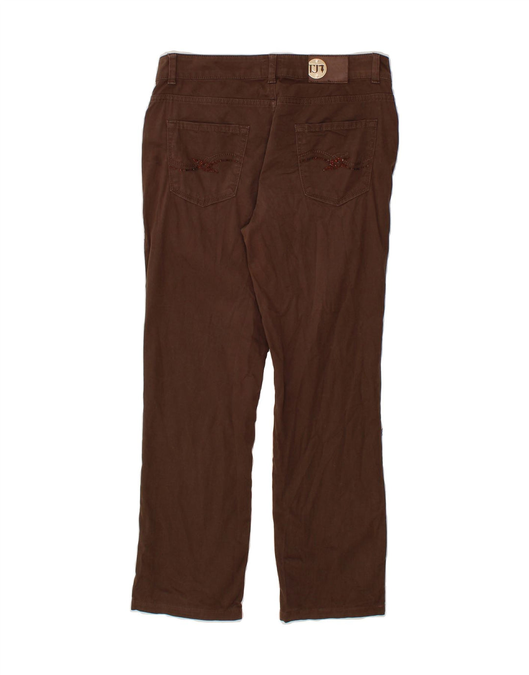 TRUSSARDI Womens Straight Casual Trousers W29 L28 Brown Cotton Vintage Trussardi and Second-Hand Trussardi from Messina Hembry 