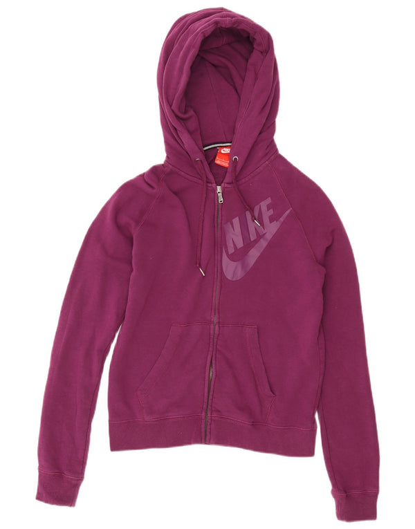 Suéter feminino Nike com capuz e zíper gráfico UK 10 pequeno algodão roxo