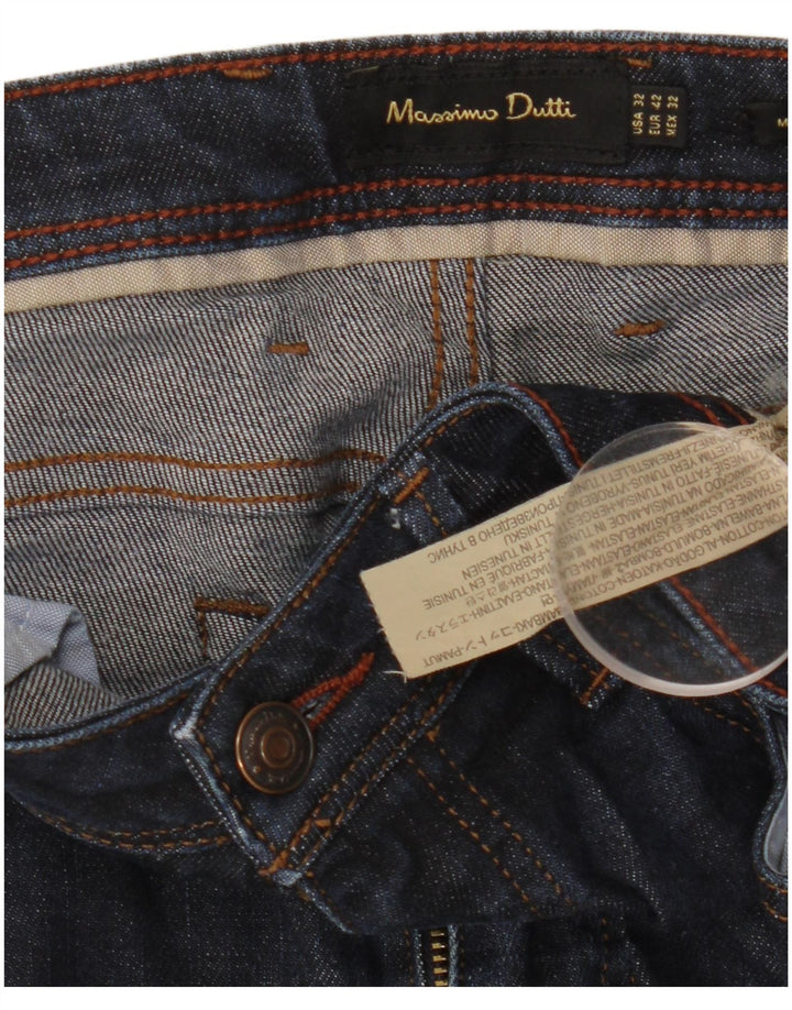Jeans Slim Masculino Massimo Dutti EU 42 Grande W32 L28 Azul Marinho Algodão