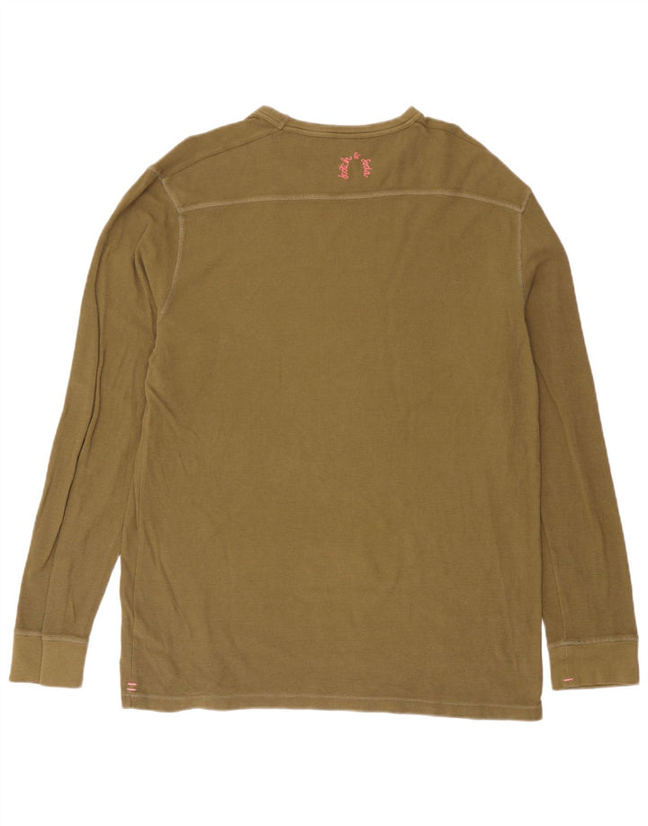 Scotch & Soda Camiseta masculina de manga comprida grande algodão cáqui