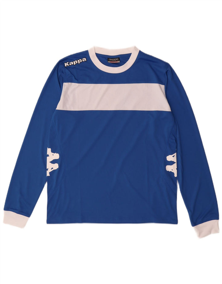 Kappa Mens Graphic Top Manga Longa Médio Azul Colourblock Poliéster