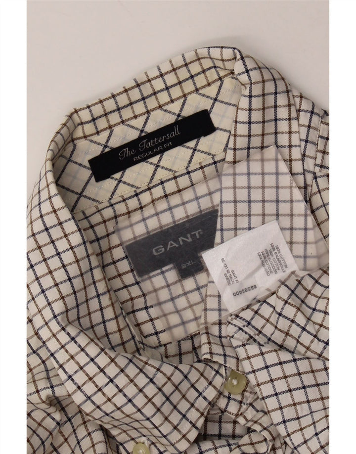 Gant Camisa masculina regular fit 2XL algodão xadrez branco