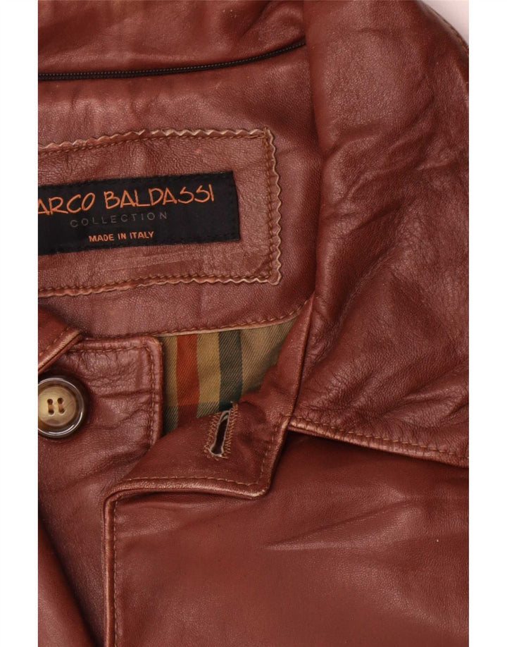 Casaco de couro masculino Marco Baldassari Reino Unido 42 XL marrom