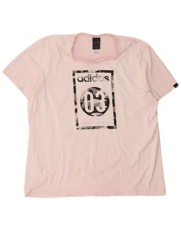 Camiseta gráfica masculina Adidas Top 2XL algodão rosa