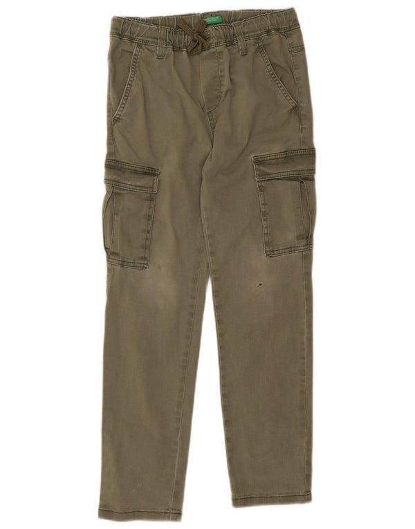 Calças Benetton Boys Slim Cargo 8-9 Anos Grande W24 L23 Algodão Cáqui