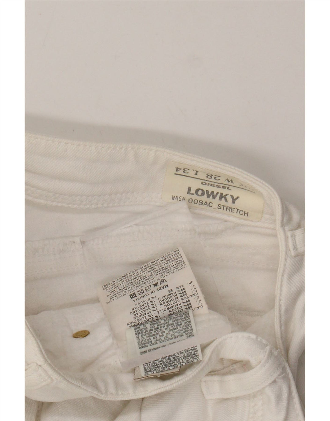 DIESEL Calça jeans feminina Lowky Slim W28 L34 algodão branco