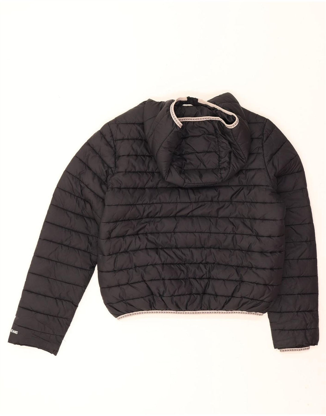 Jaqueta Calvin Klein Jeans feminina com capuz grande e acolchoada Reino Unido 10 pequena preta