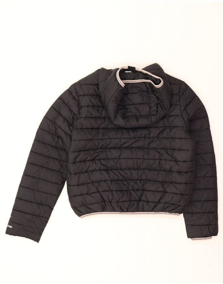 Jaqueta Calvin Klein Jeans feminina com capuz grande e acolchoada Reino Unido 10 pequena preta