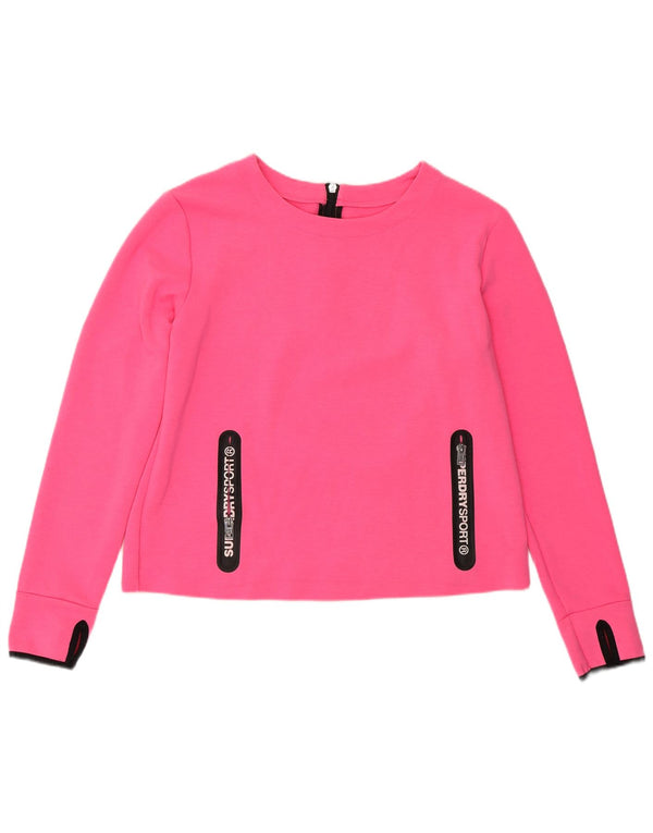 Jumper de moletom feminino SUPERDRY UK 14 grande poliéster rosa