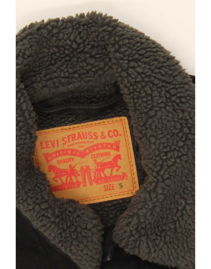 Jaqueta jeans masculina Levi's Sherpa UK 36 pequena algodão preto