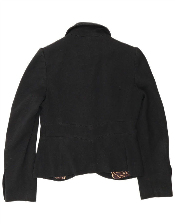 Jaqueta blazer feminina Marks & Spencer com 1 botão Reino Unido 10 pequena preta poliéster