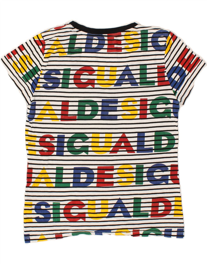 DESIGUAL Camiseta feminina gráfica Top UK 14 Médio listrado multicolorido