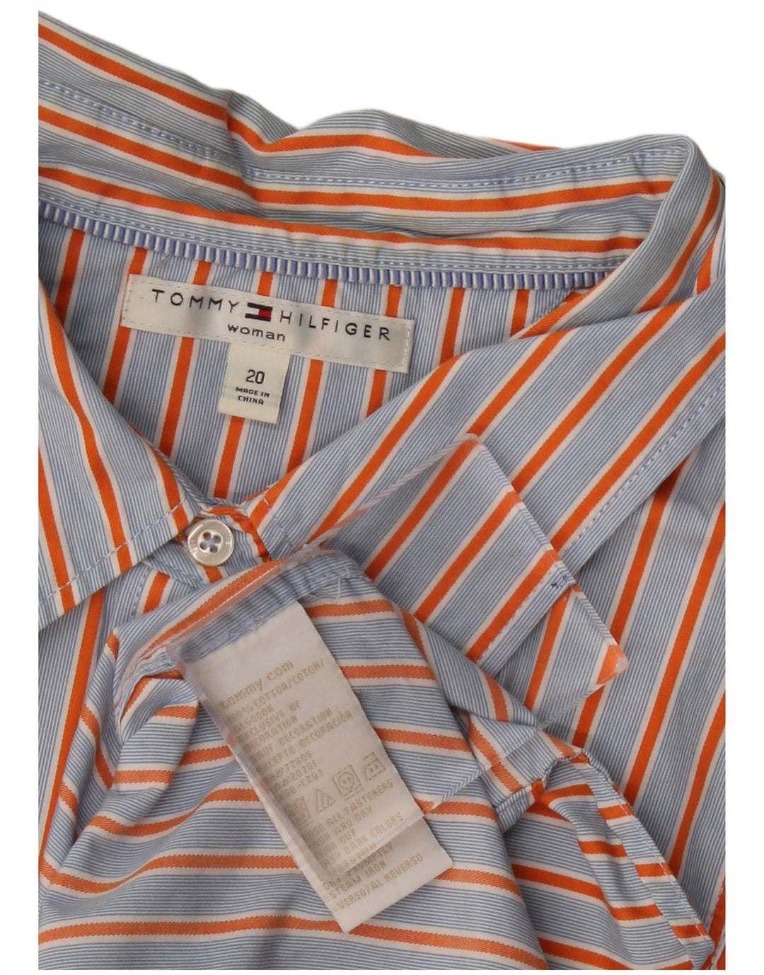 Camisa feminina TOMMY HILFIGER EUA 20 3XL algodão listrado azul