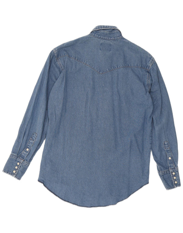 Camisa jeans masculina Wrangler azul médio