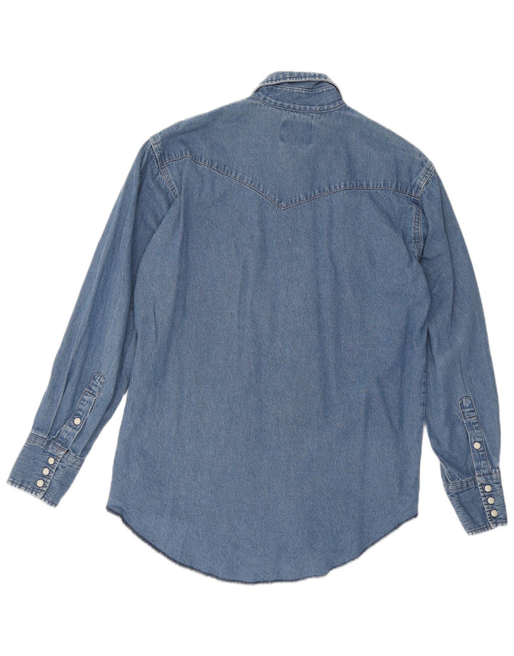 Camisa jeans masculina Wrangler azul médio