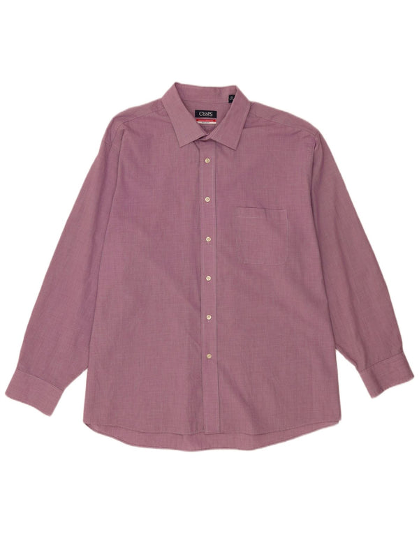 Camisa masculina sem rugas da Chaps tamanho 18 1/2 2XL roxo Houndstooth