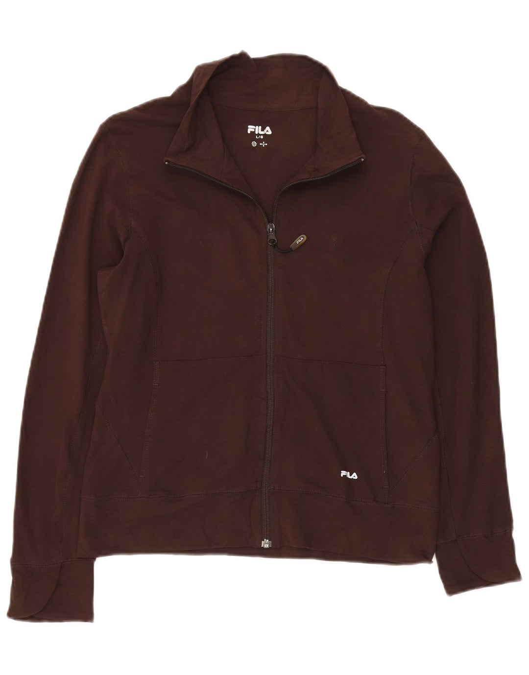 FILA Womens Tracksuit Top Jacket UK 16 Grande Algodão Marrom