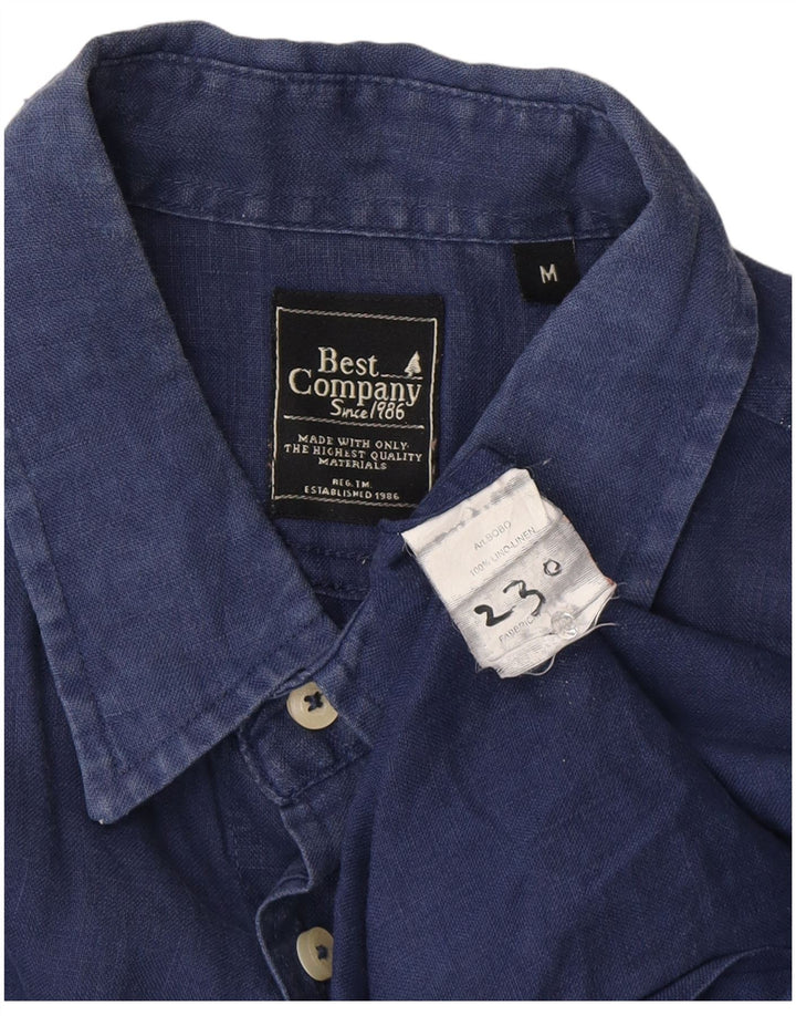 Camisa masculina Best Company média azul marinho linho