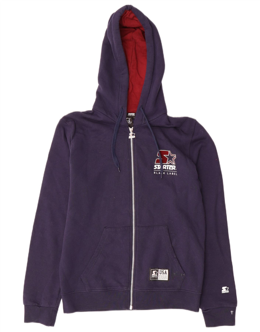 Suéter masculino Starter com capuz e zíper médio algodão azul marinho