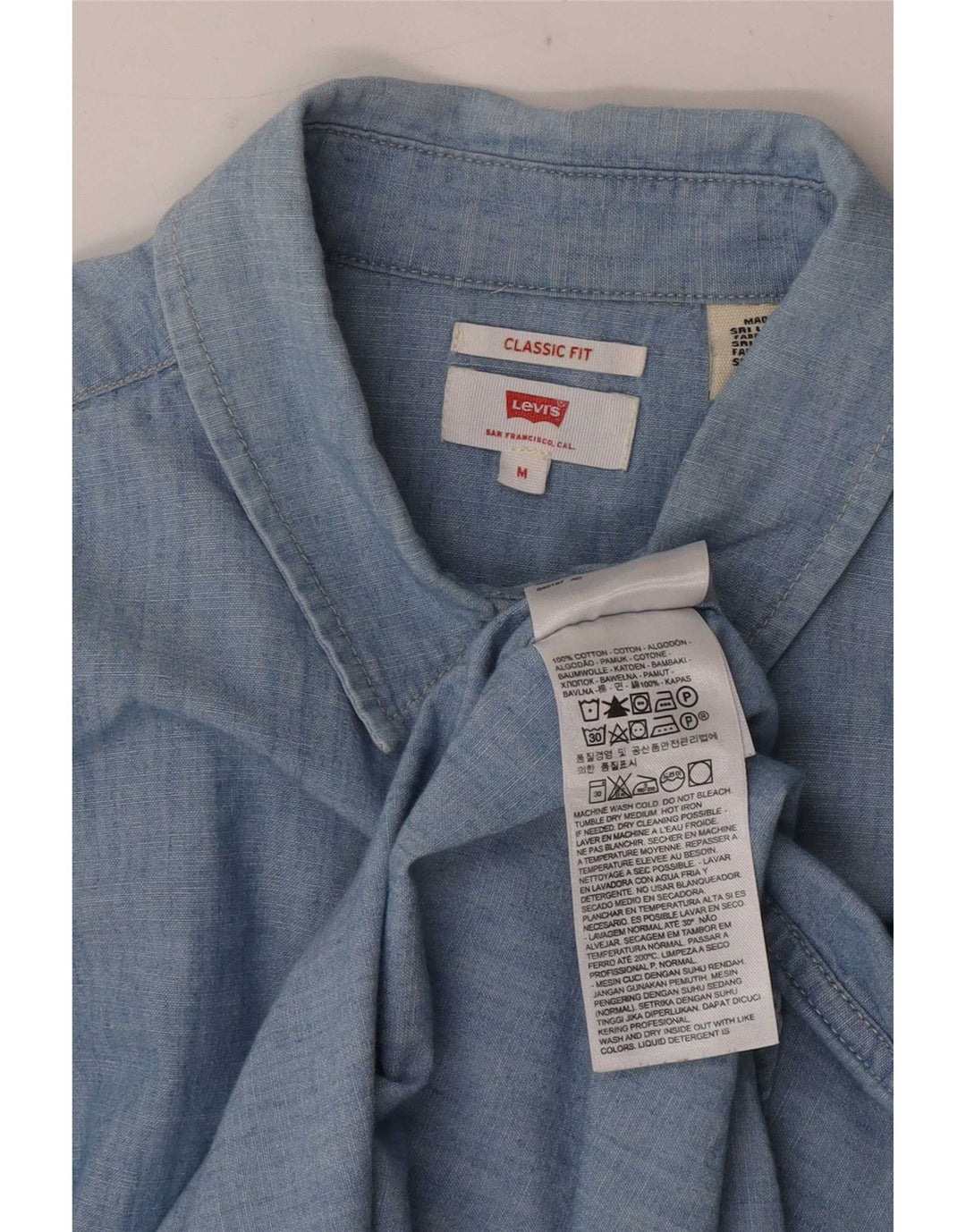 Camisa feminina Levi's Classic Fit UK 14 algodão azul médio