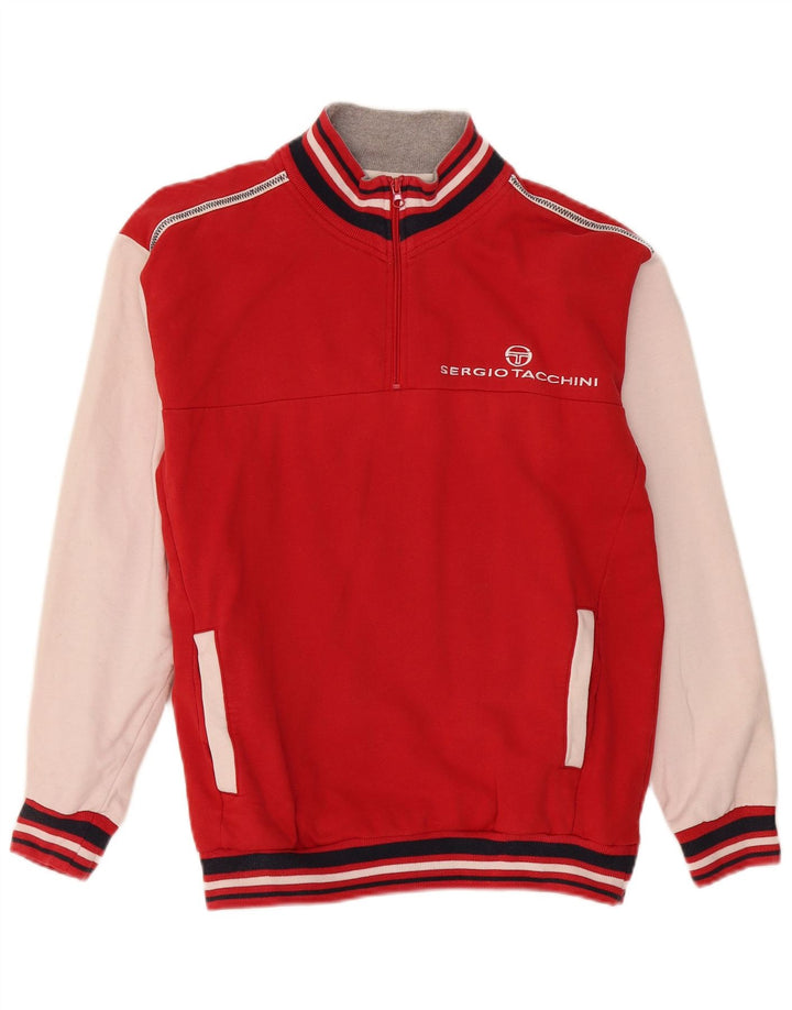 Sergio Tacchini moletom gráfico masculino jumper grande bloco colorido vermelho