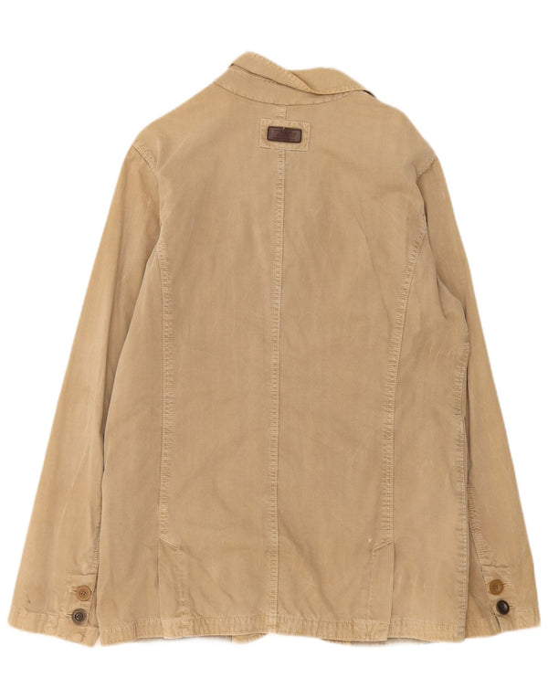 Jaqueta blazer masculina Marlboro Classics com 3 botões Reino Unido 40 algodão bege grande