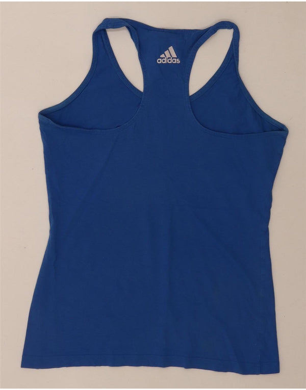 Adidas Womens Graphic Vest Top UK 8/10 Pequeno Azul Algodão