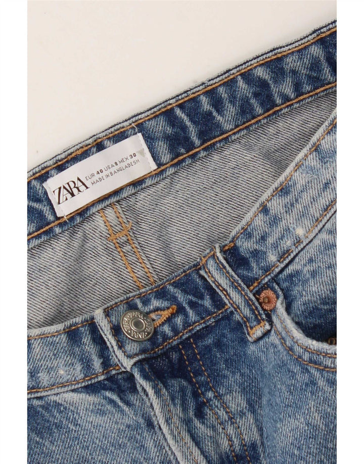 Zara Shorts jeans feminino desgastado UE 40 médio W30 azul