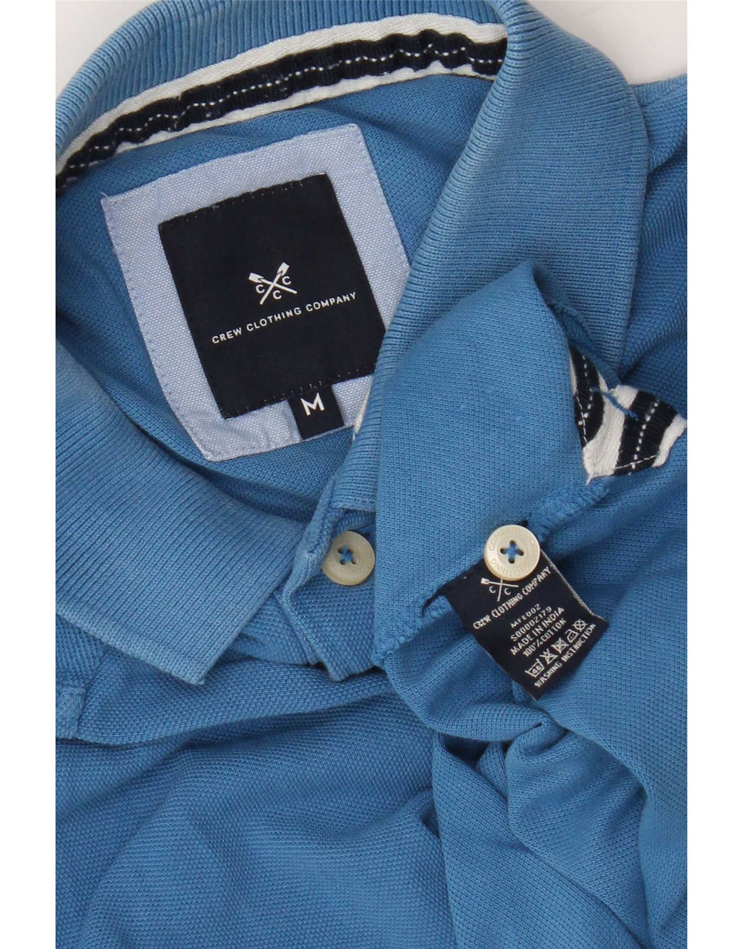 Camisa polo masculina Crew Clothing algodão azul médio