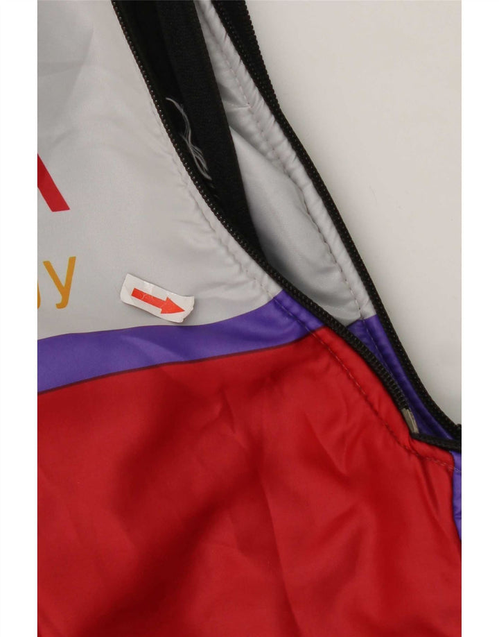 Jaqueta de agasalho gráfico masculino vintage, bloco colorido médio multicolorido