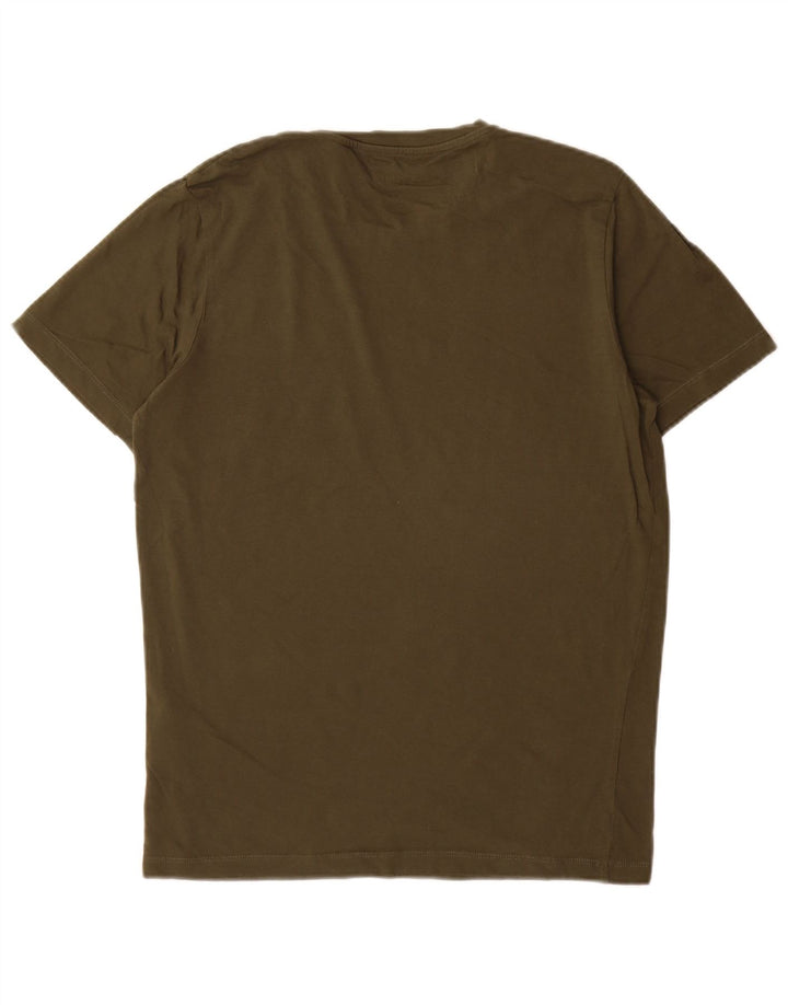 Camiseta gráfica masculina Jack & Jones Top pequeno de algodão cáqui