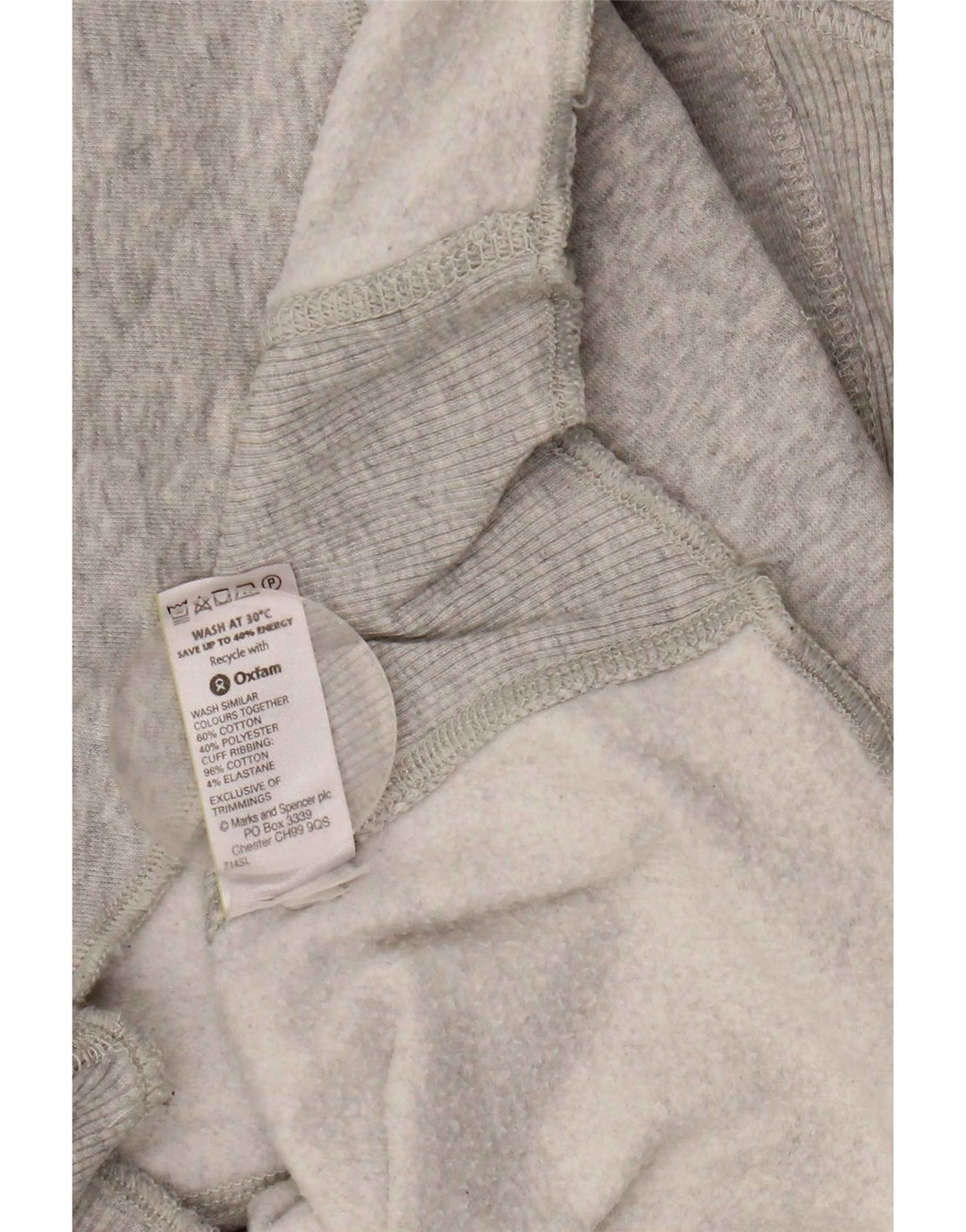 Suéter com capuz feminino Marks & Spencer Reino Unido 12 algodão cinza médio