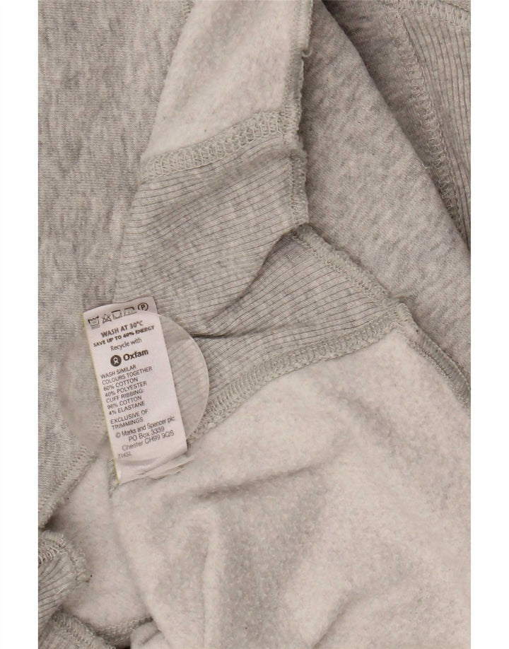 Suéter com capuz feminino Marks & Spencer Reino Unido 12 algodão cinza médio
