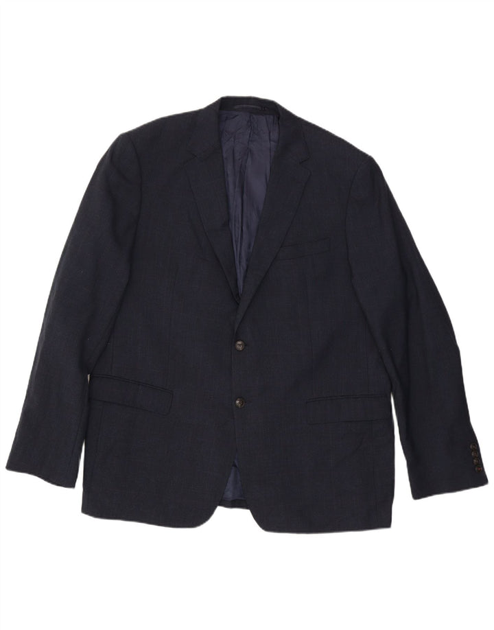 MARKS & SPENCER Jaqueta blazer masculina longa de 2 botões UE 56 3XL lã azul marinho