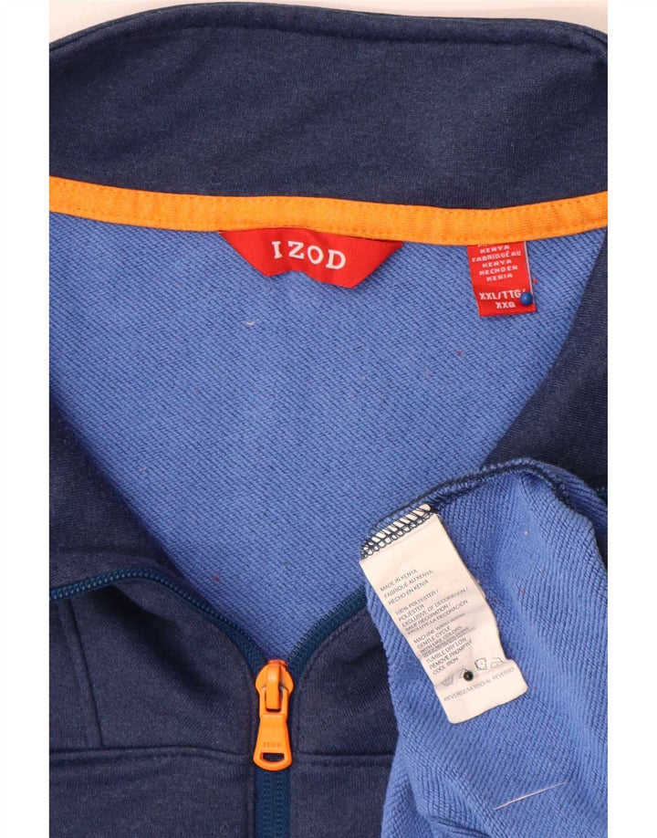 Suéter masculino Izod com zíper e gola 2XL poliéster azul marinho