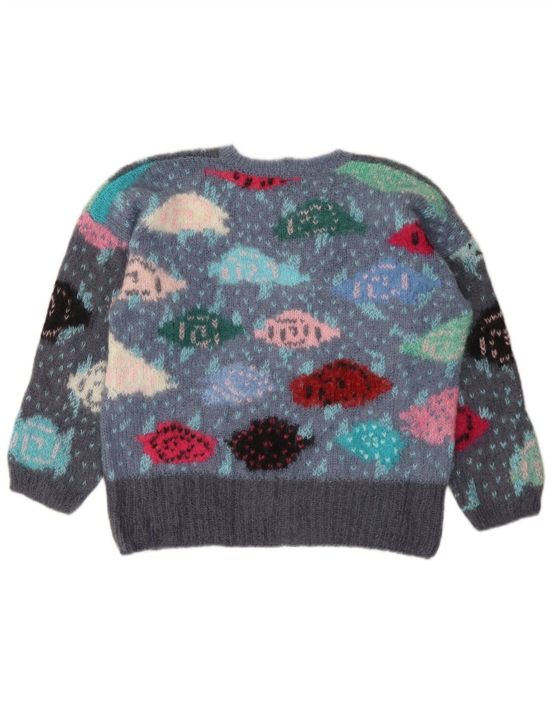 Suéter VINTAGE para meninas com gola redonda 13-14 anos cinza colorblock