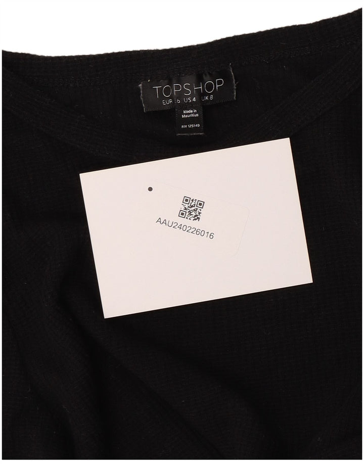 Topshop blusa feminina cropped UK 8 pequeno algodão preto