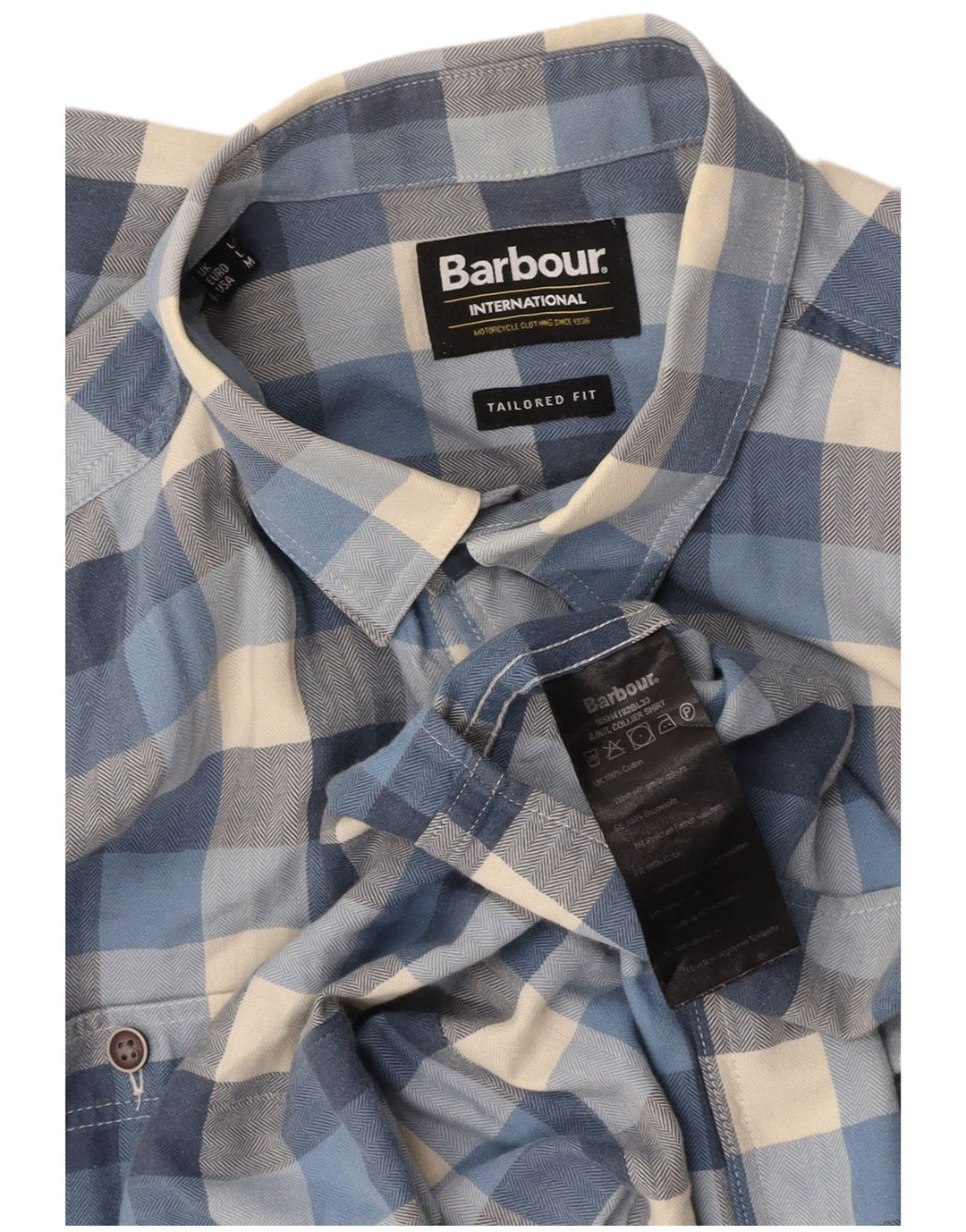 Camisa masculina BARBOUR sob medida, algodão xadrez azul médio