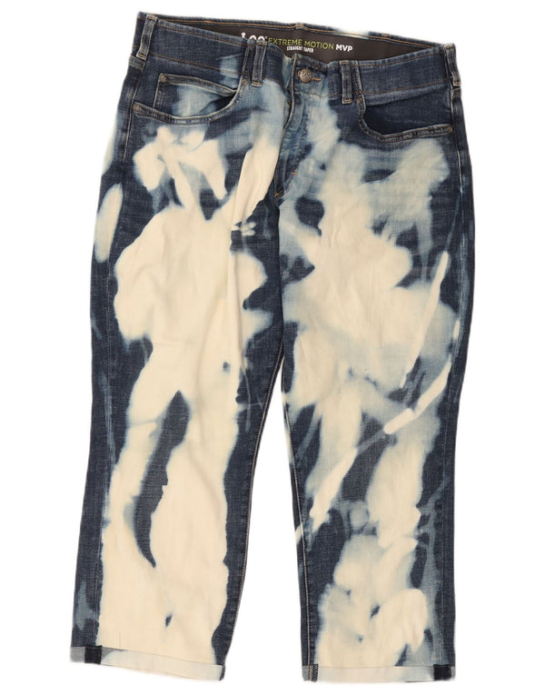 Lee Mens Acid Wash Straight Tapered Jeans W36 L24 Azul Tie Dye Algodão