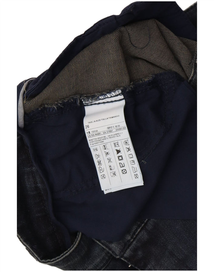 Saia jeans feminina Sisley W26 pequena algodão azul marinho