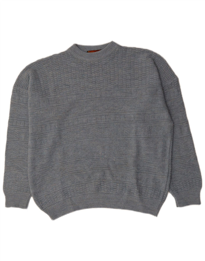 Suéter vintage masculino com gola redonda XL cinza