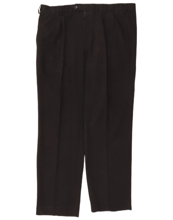 Marks & Spencer Mens Straight Regular Suit Trousers W38 L31 Black Polyester