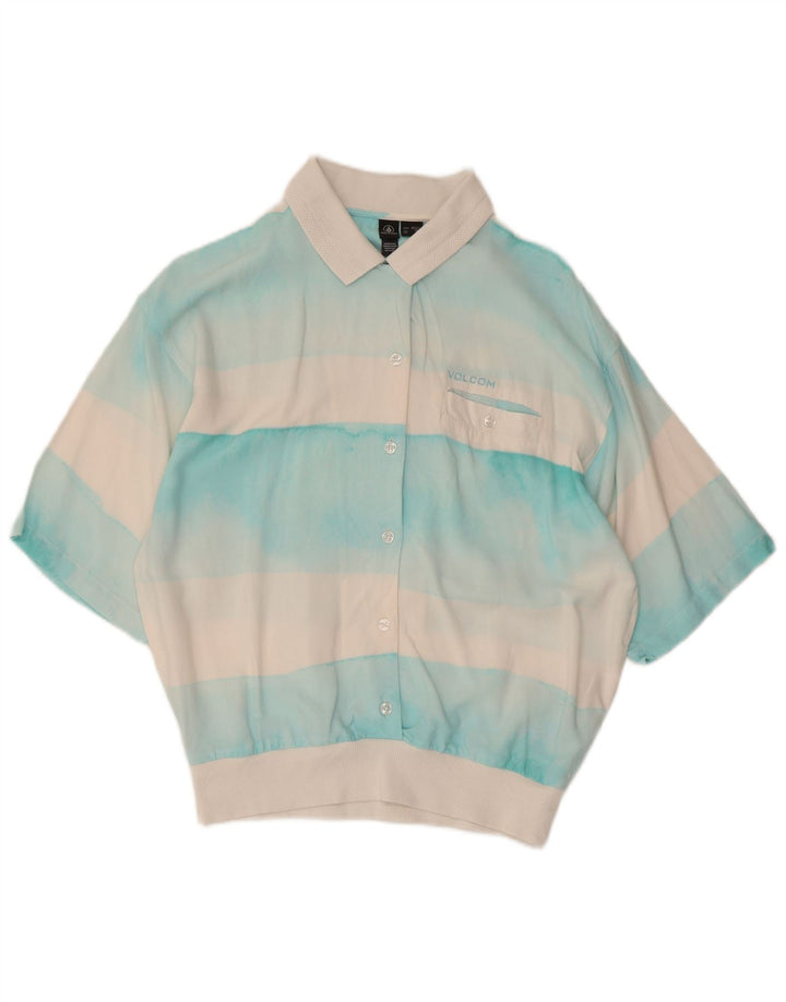Blusa feminina pulôver de manga curta da Volcom Reino Unido 6 XS branco colorblock