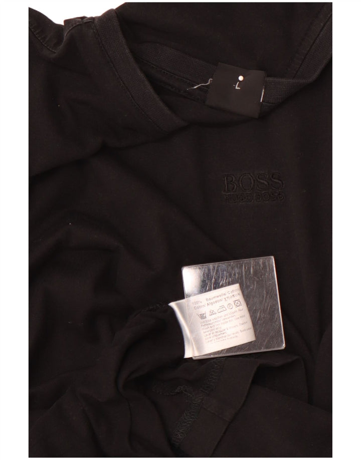 Camiseta masculina HUGO BOSS Top grande de algodão preto