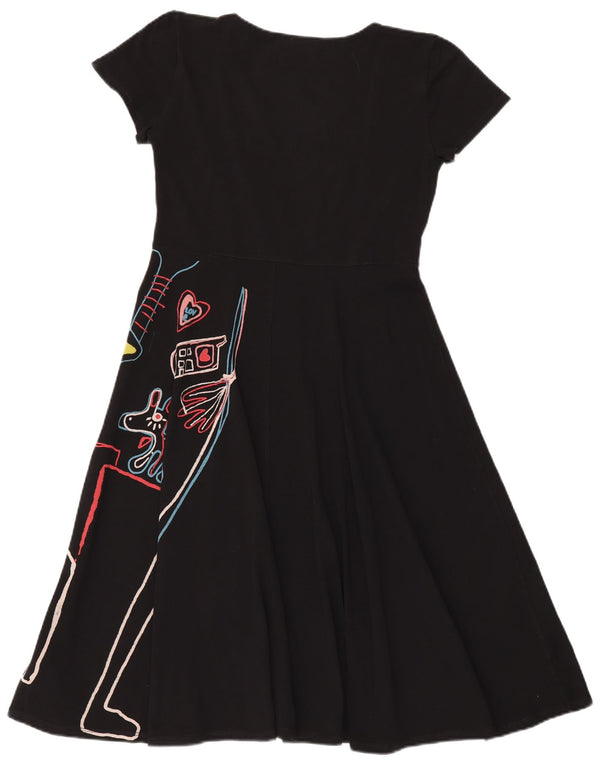 Vestido feminino Desigual com estampa A-Line UK 18 XL algodão preto