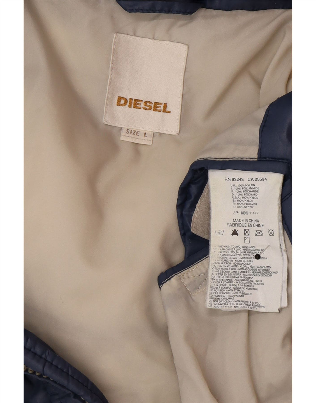 Jaqueta acolchoada masculina Diesel UK 40 grande poliamida azul marinho
