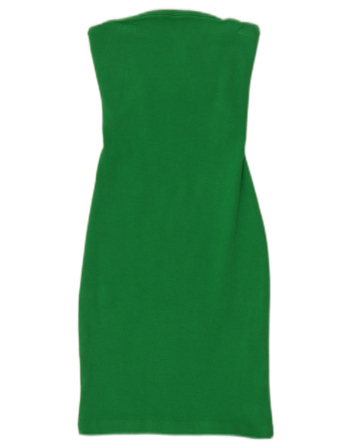 Vestido sem alças feminino Zara Reino Unido 8 pequeno algodão verde