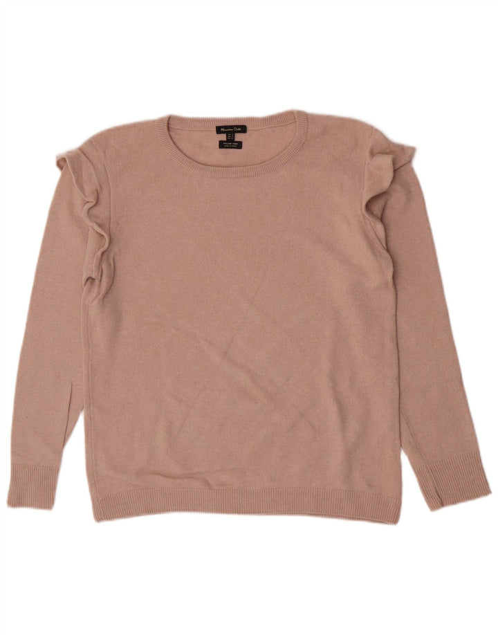 Suéter feminino Massimo Dutti com gola canoa Reino Unido 10 pequeno bege poliamida