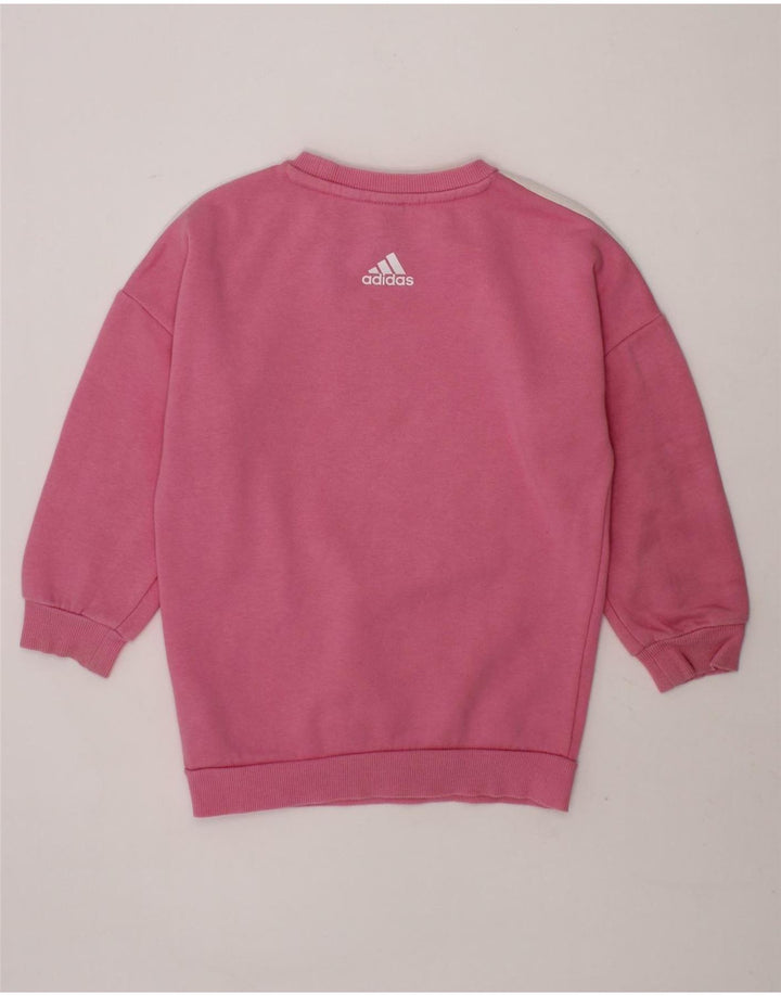 ADIDAS Girls Graphic Sweatshirt Jumper 2-3 Years Pink Cotton Vintage Adidas and Second-Hand Adidas from Messina Hembry 